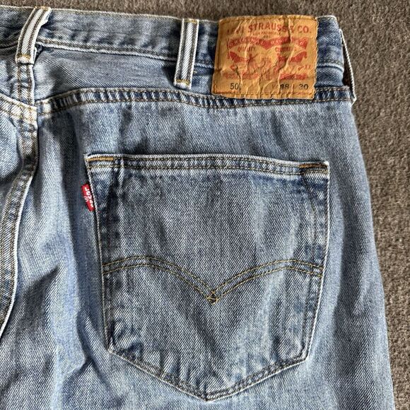 Levi's 501 Straight Leg Jeans Men's 38x29 Blue Cotton Pockets Red Tab Button Fly - Picture 7 of 9